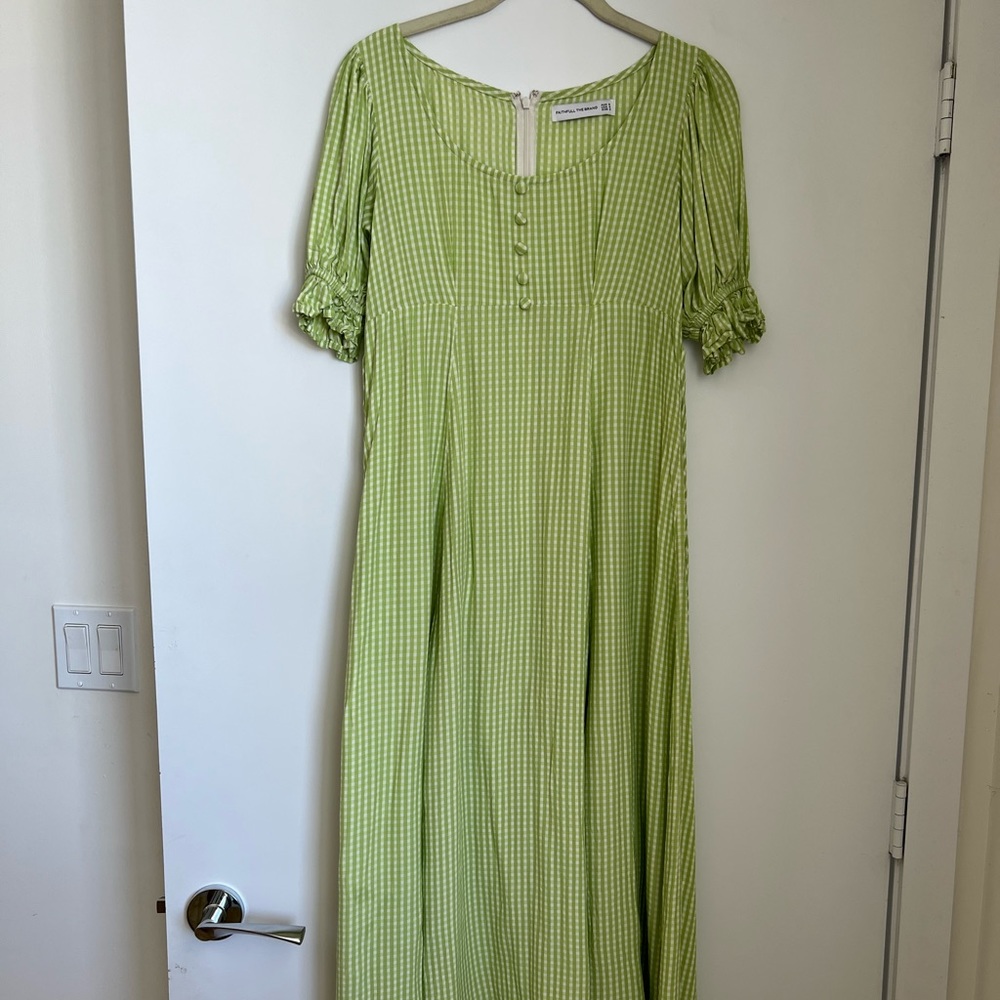 Faithfull the brand midi green gingham dress
